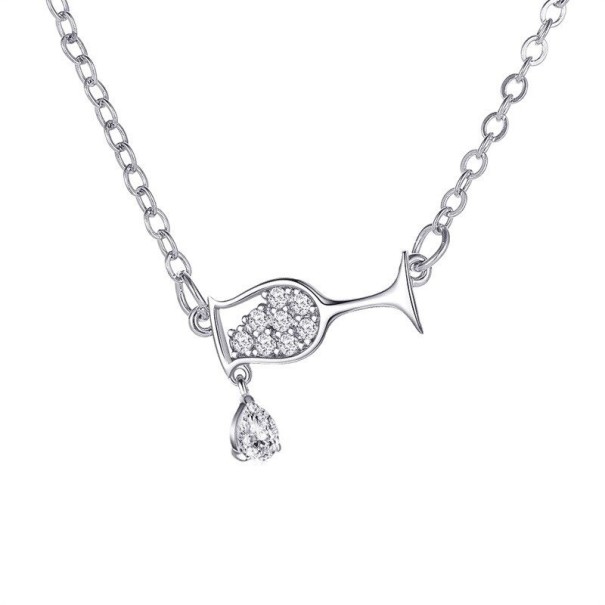 Damhalsband med glashänge silver