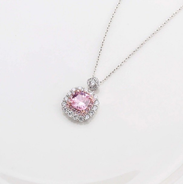 Damhalsband med hänge D645 rosa