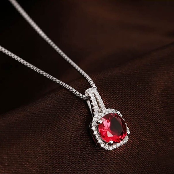Damhalsband med hänge D846 röd