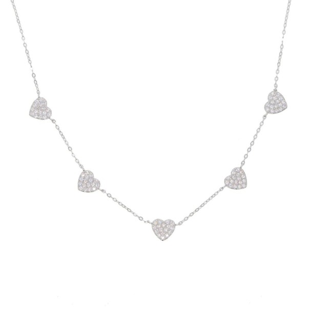 Damhalsband med hjärtan G589 silver
