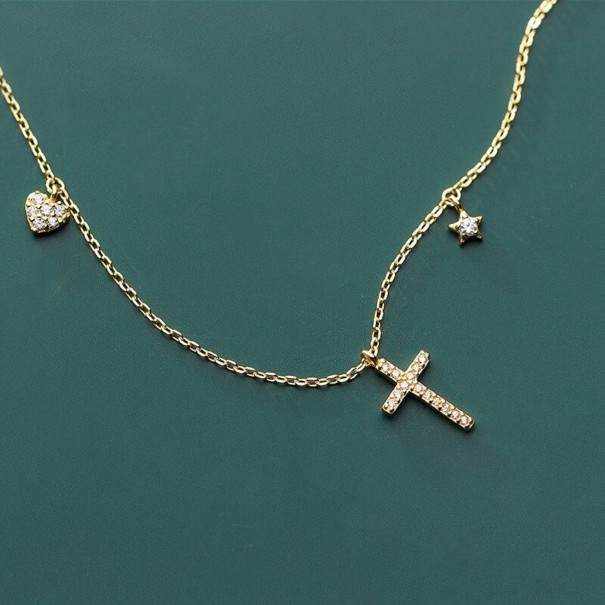 Damhalsband med kors G502 silver