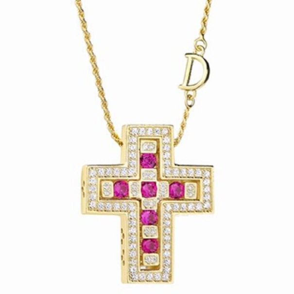 Damhalsband med kors M115 guld 1