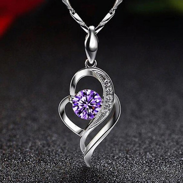 Damhalsband med kristall M123 lila