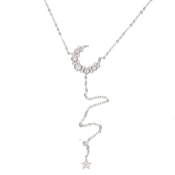 Damhalsband med måne och stjärna G642 silver