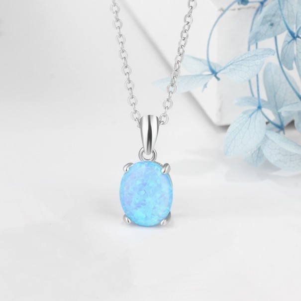Damhalsband med opal blå