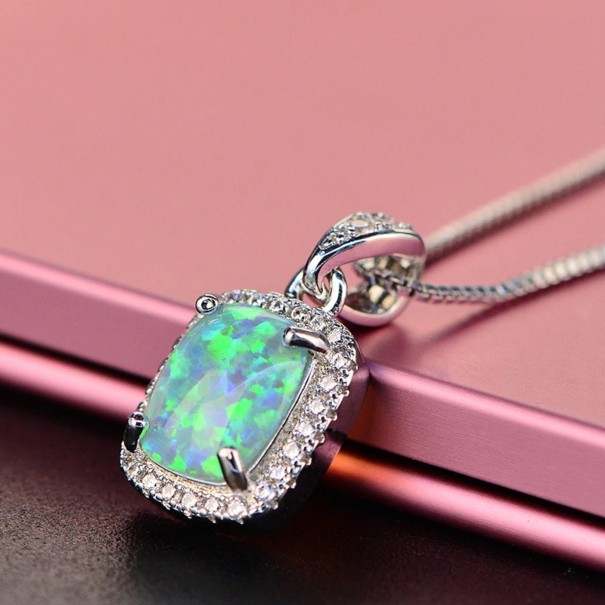 Damhalsband med opal G576 grön
