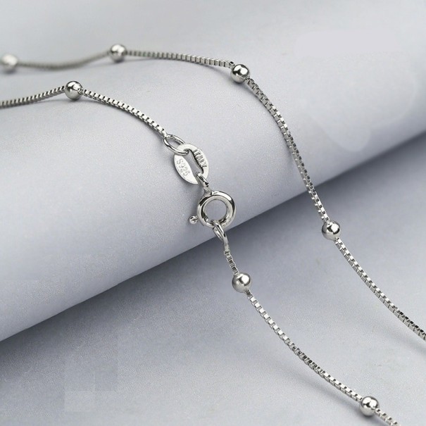 Damhalsband med pärlor M92 silver 40 cm