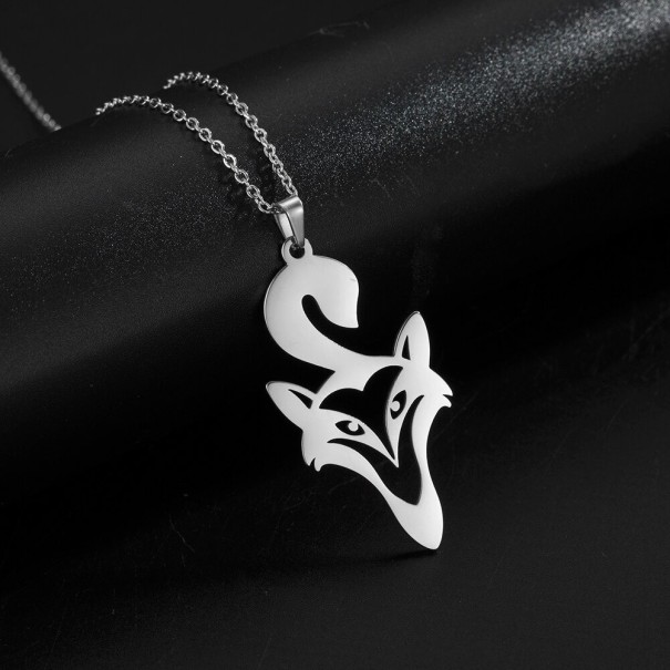 Damhalsband med rävhänge silver 6