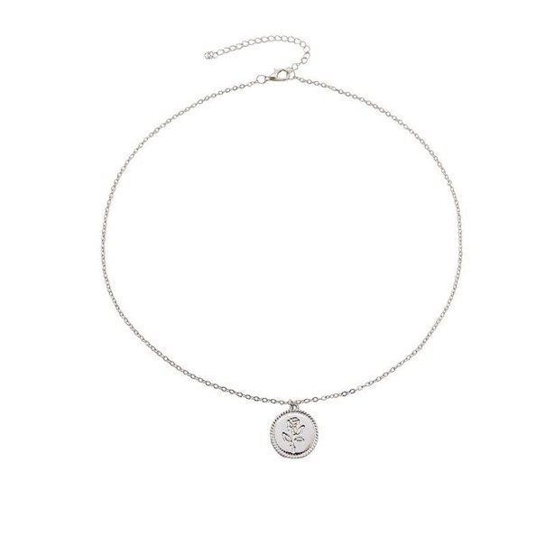 Damhalsband med ros G712 silver