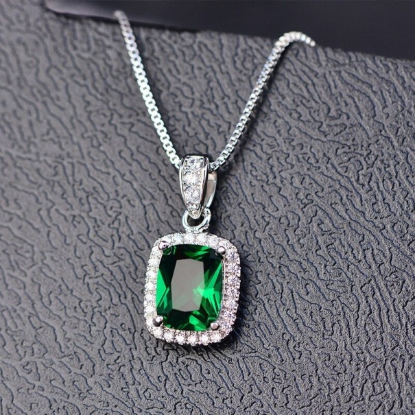 Damhalsband med sten D415 grön