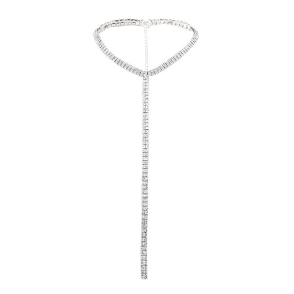 Damhalsband med stenar G831 silver 1