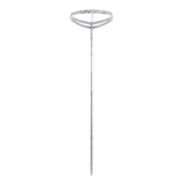 Damhalsband med stenar G831 silver 2