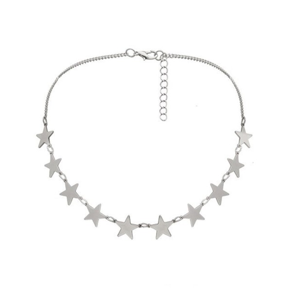 Damhalsband med stjärnor G813 silver