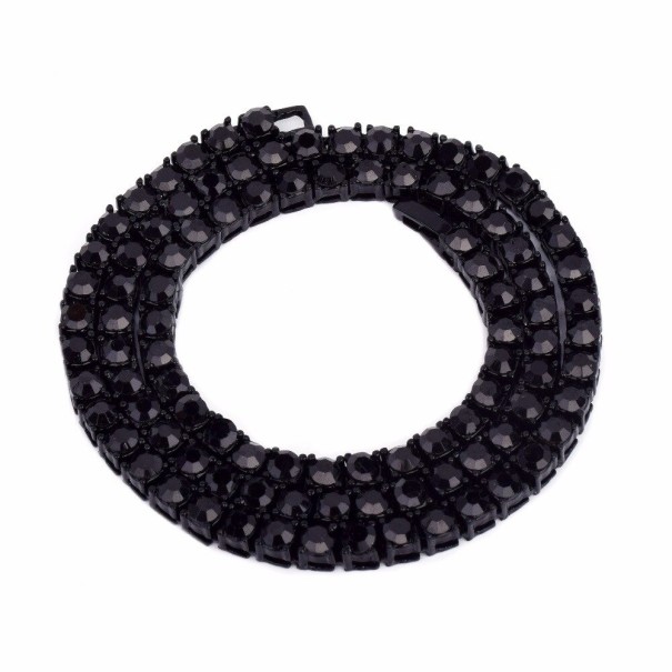 Damhalsband med zirkoner svart 40 cm
