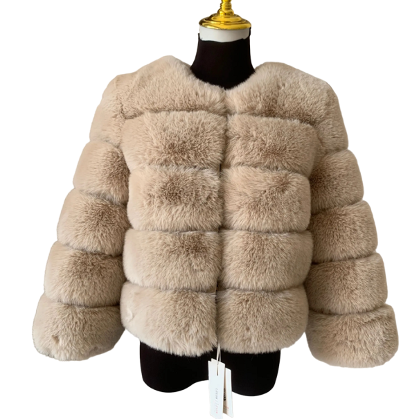 Damjacka i fuskpäls beige L