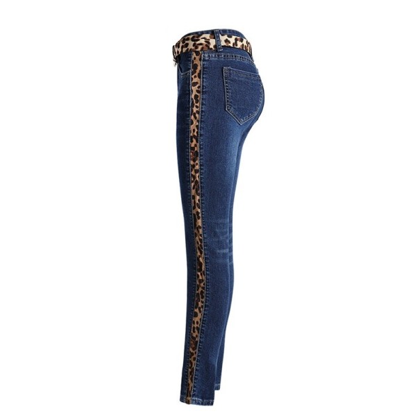 Damjeans med leopardrand XL
