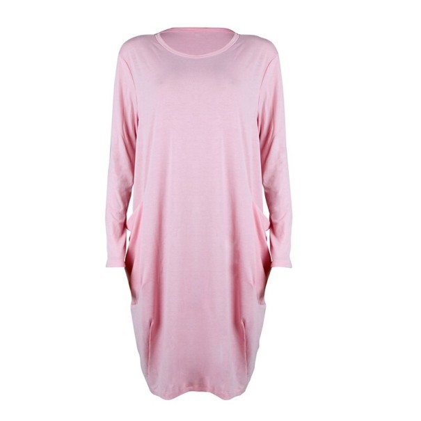 Damklänning med fickor, enfärgad rosa S