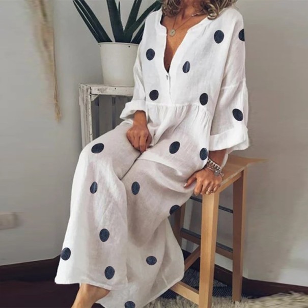 Damklänning med prickiga A2681 khaki 3XL