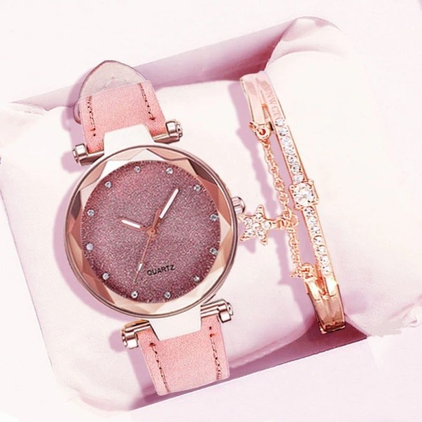 Damklocka med armband R135 rosa
