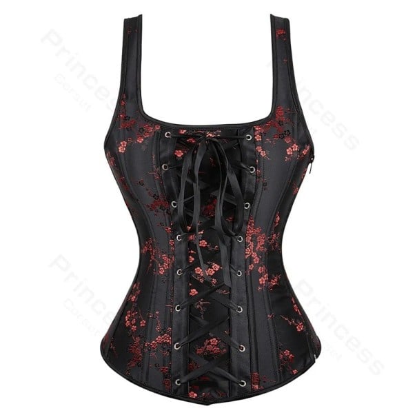 Damkorsett Enfärgad Rundad Urringning Blommotiv Slips Polyester Spandex Elegant Underkläder svart M