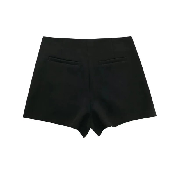 Damkort asymmetrisk kjol med hög midja Elegant minikjol med shorts Bekväm kjol för sommarens urbana stil svart XS