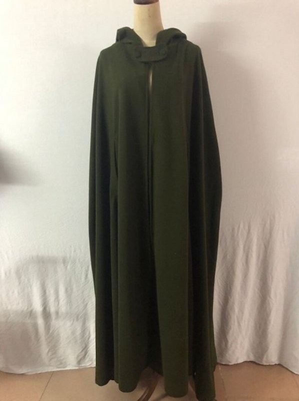 Damponcho med huva armégrön S