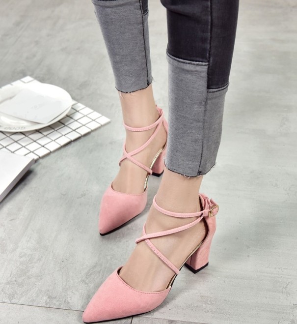 Dampumps med blockklack J2384 rosa 37