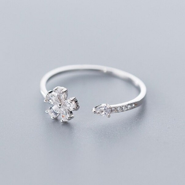 Damring med blomma D2238 silver