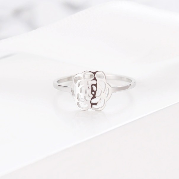 Damring med blomma D2884 silver 9