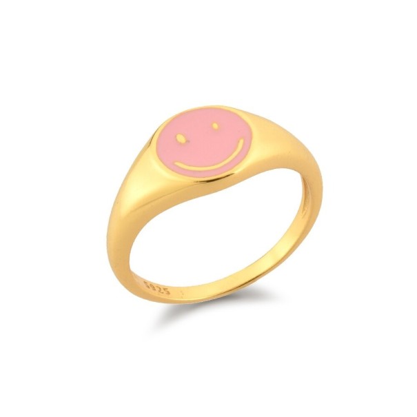 Damring med en smiley rosa 8