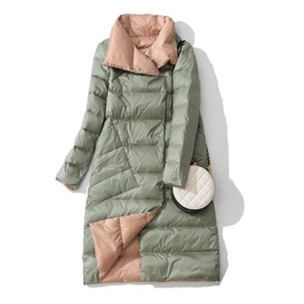 Dams lång dunjacka vändbar XL 8
