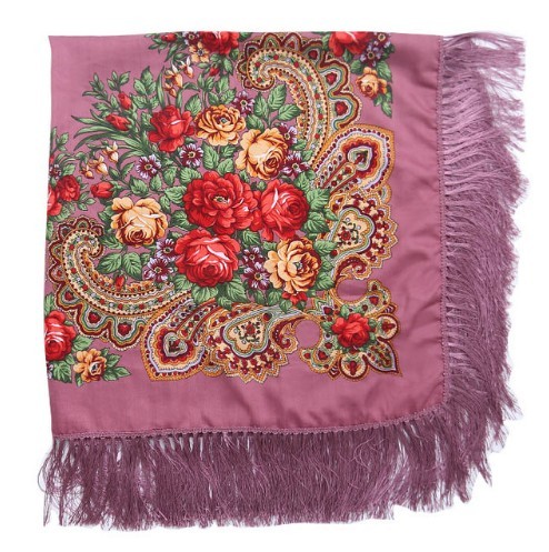 Damscarf med blommor J3277 lila