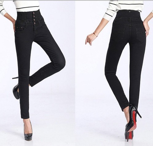 Damsjeans med hög midja J1699 svart 34