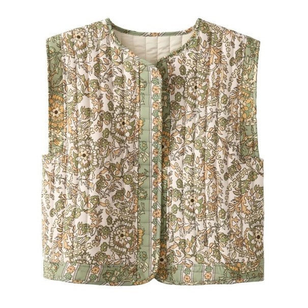Damsk väst med mönster i lätt polyester Stilren lång väst utan knäppning i olika färger Elegant modeaccessoar för vardagsbruk grön L