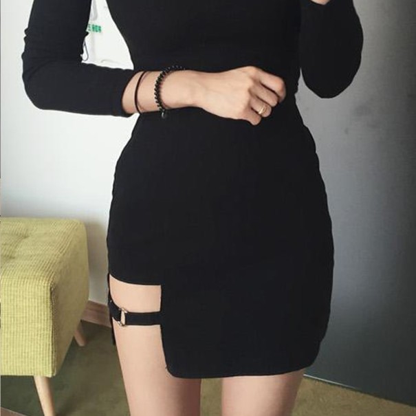 Dámska asymetrická mini sukňa čierna XS
