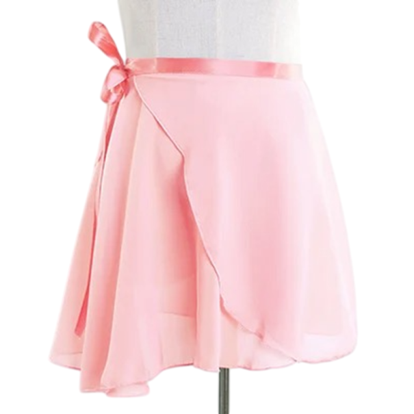 Dámská baletní zavinovací sukně s průsvitným překrytím polyester lehká sukně na tanec balet a vystoupení meruňková M
