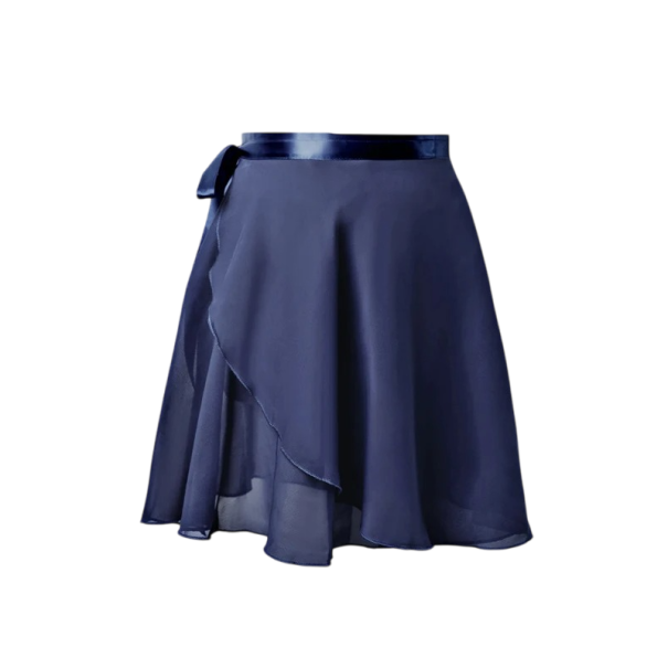 Dámská baletní zavinovací sukně s průsvitným překrytím polyester lehká sukně na tanec balet a vystoupení tmavě modrá M
