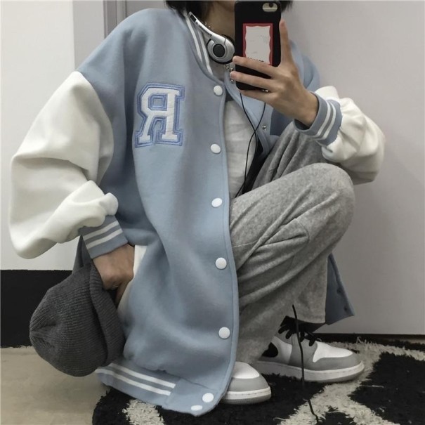 Dámská baseballová bunda P1560 světle modrá XL