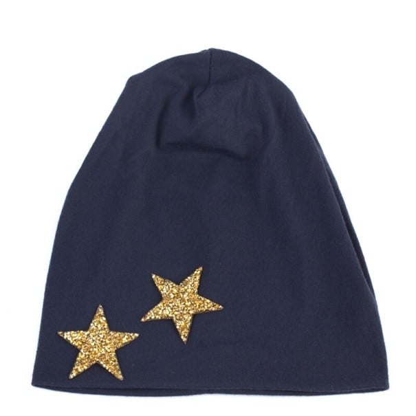 Dámská bavlněná čepice ve stylu beanie zdobená dvěma třpytivými hvězdami u okraje Volný splývavý střih Obvod hlavy 54 až 59 cm 14