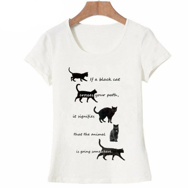 Damska biała koszulka z nadrukiem kotów XS