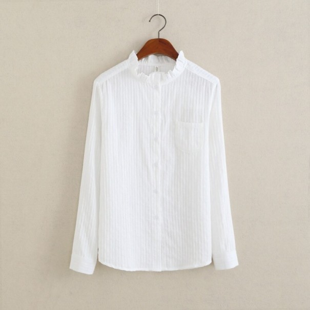 Dámska biela košeľa s dlhým rukávom S 4