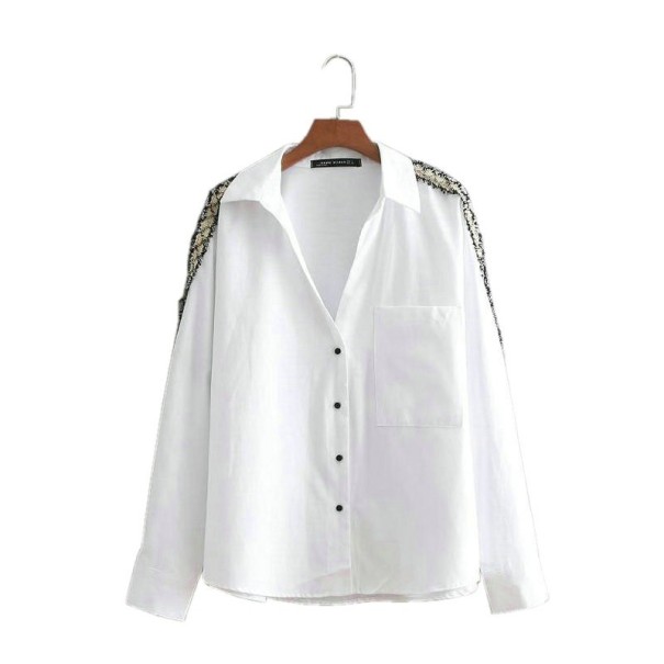 Dámska biela košeľa s ozdobou M
