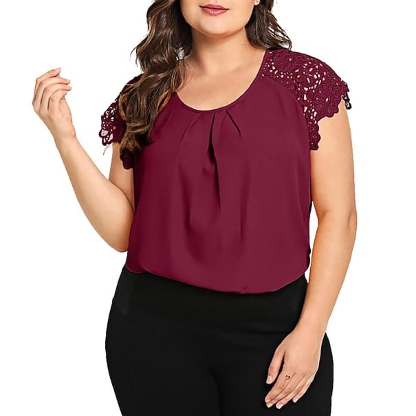 Dámská blůza nadměrné velikosti vínová 4XL