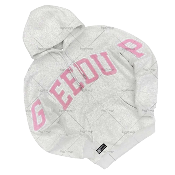 Damska bluza z kapturem i kieszeniami Jednobarwna bluza z delikatnym wzorem z miękkiej bawełny Wygodny strój do codziennego noszenia w różnych kolorach szary S