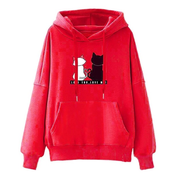 Damska bluza z kotami czerwony S