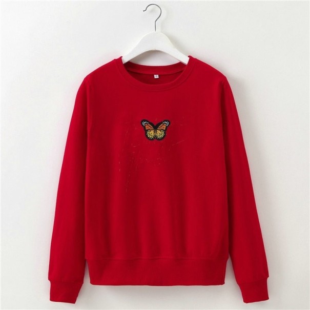 Damska bluza z motylem czerwony XS