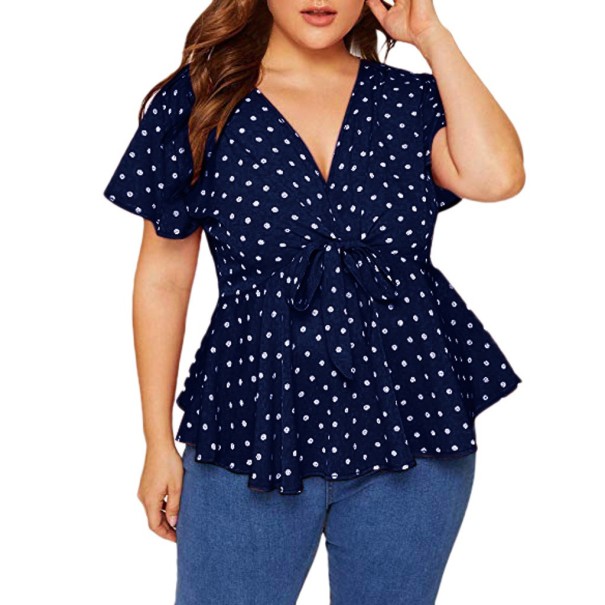 Damska bluzka w rozmiarze plus size ciemnoniebieski L