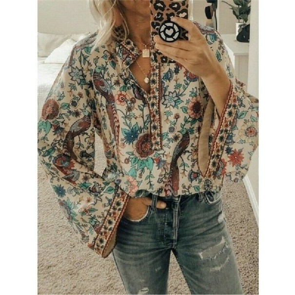 Dámska Boho košeľa béžová M Dámska Boho košeľa béžová M