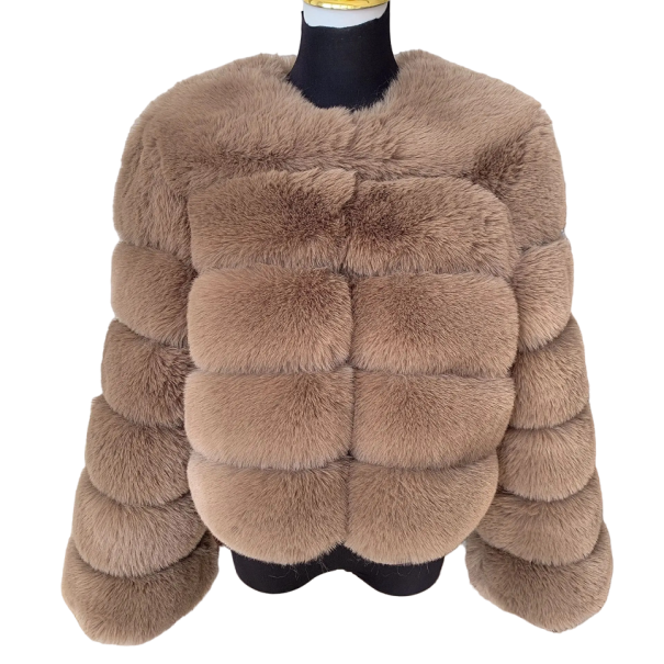 Dámská bunda z umělé kožešiny V152 khaki M