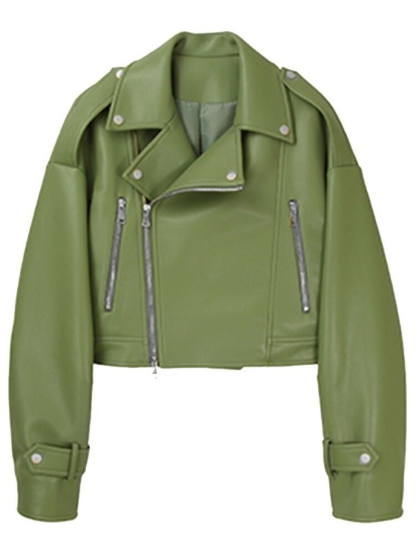 Dámská bunda z umělé kůže P2022 zelená XL